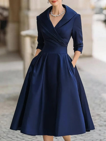 Shawl Collar Midi Wrap Dress