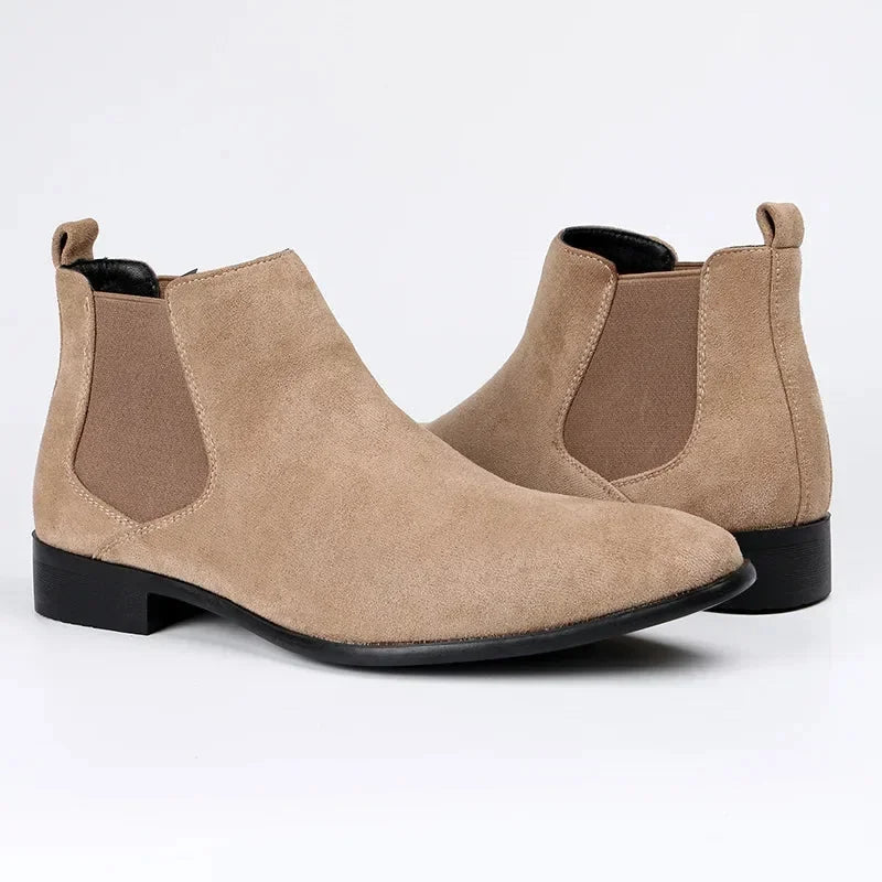 Men's Chelsea Boots – Black Suede-Look Pointed Toe