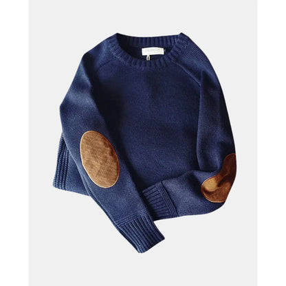 Men's Crew Neck Sweater with Elbow Patches