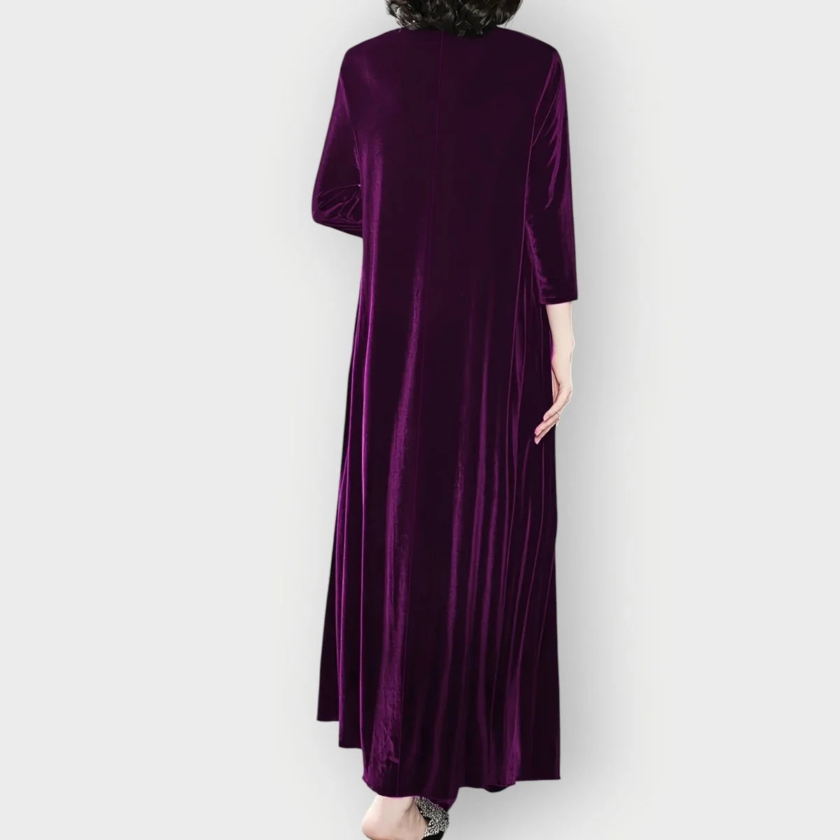 Velvet Dress – Burgundy Long Sleeve Maxi