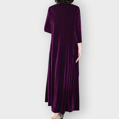 Velvet Dress – Burgundy Long Sleeve Maxi