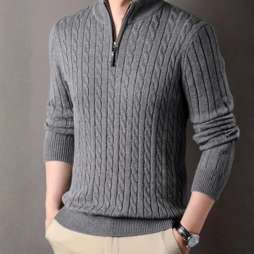 Men's Cable Knit Half-Zip Sweater