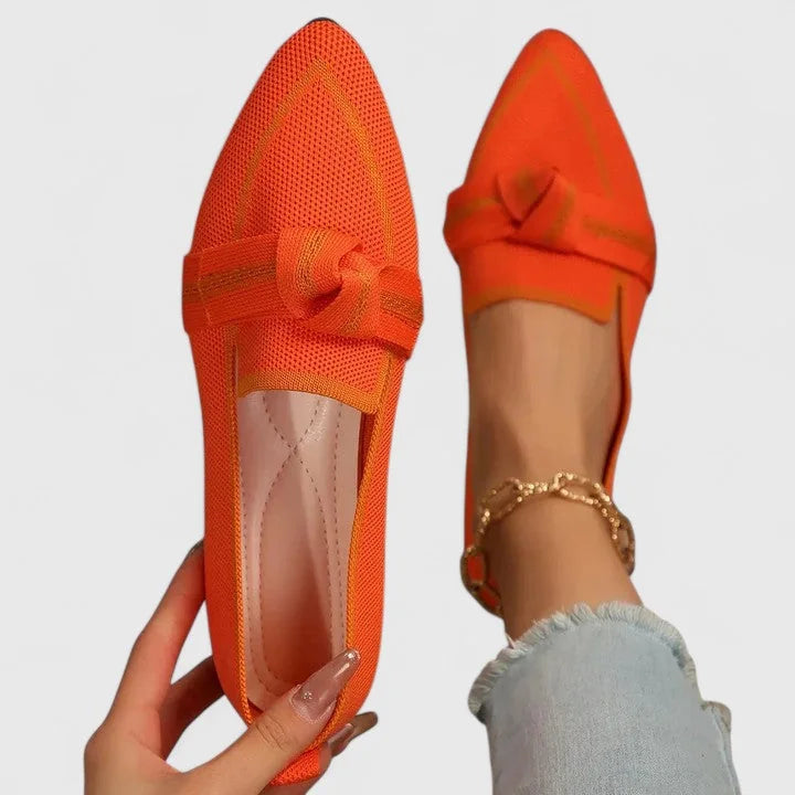 Maricela | Pointed Toe Knit Flats with Knot