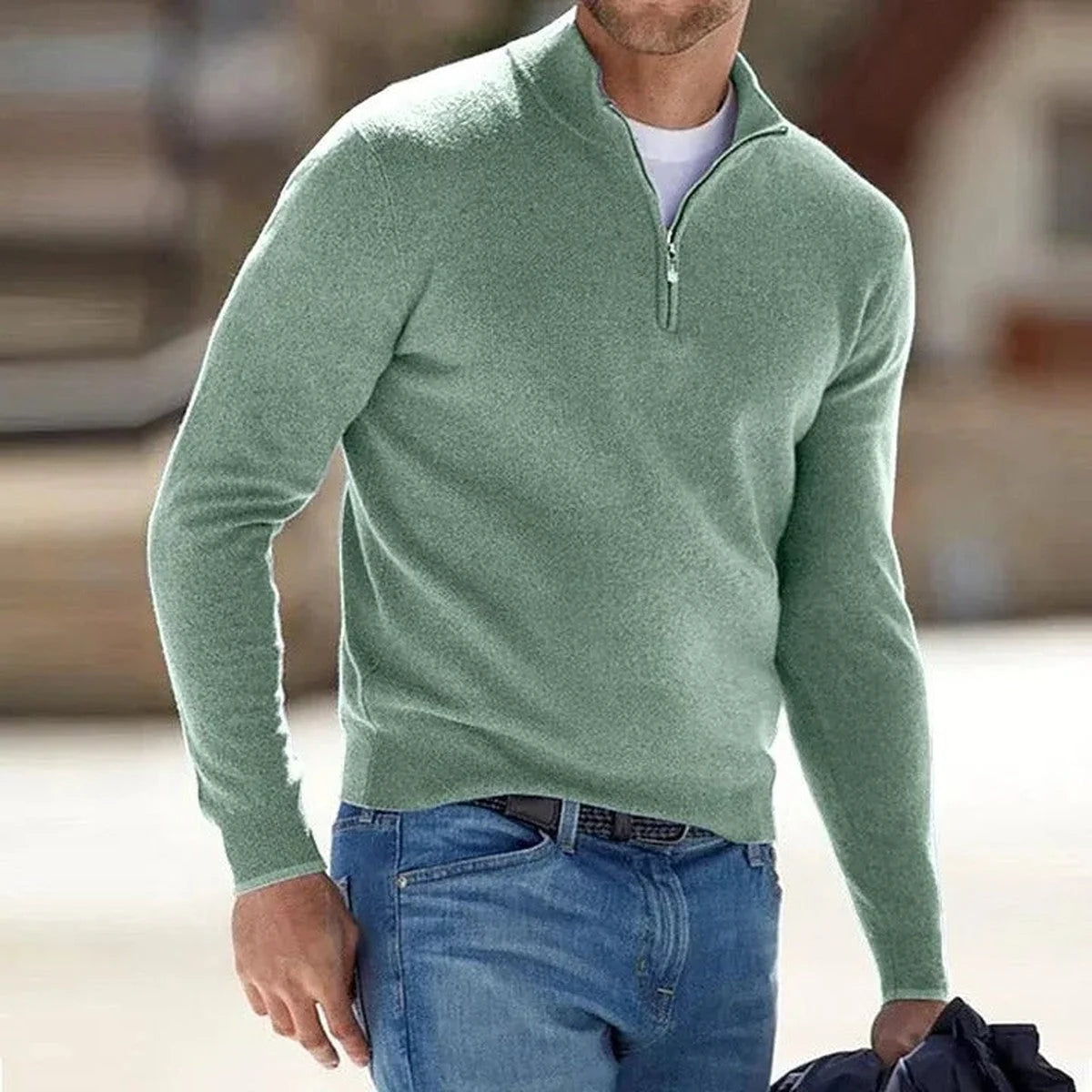Men's Quarter-Zip Mock Neck Sweater