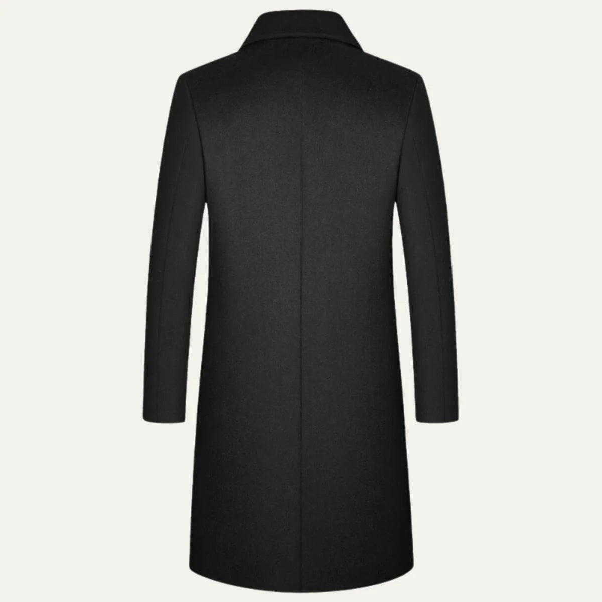 Men's Long Coat – Black Classic Notch Lapel