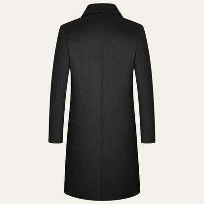 Men's Long Coat – Black Classic Notch Lapel