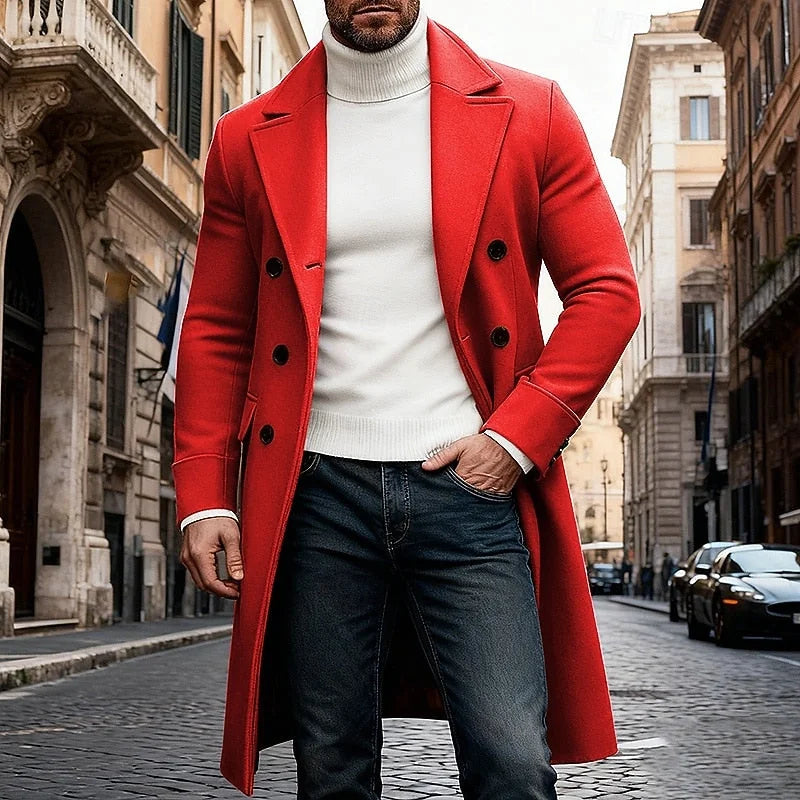 Men's Long Wool-Look Overcoat
