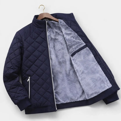 Men's Puffer Jacket – Navy Diamond Quilted