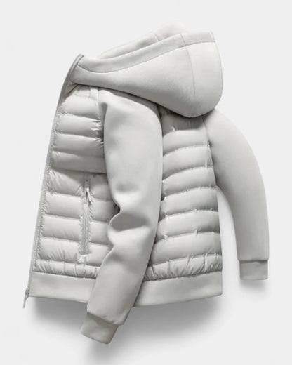 Men's Hooded Puffer Jacket – Black Raglan Softshell