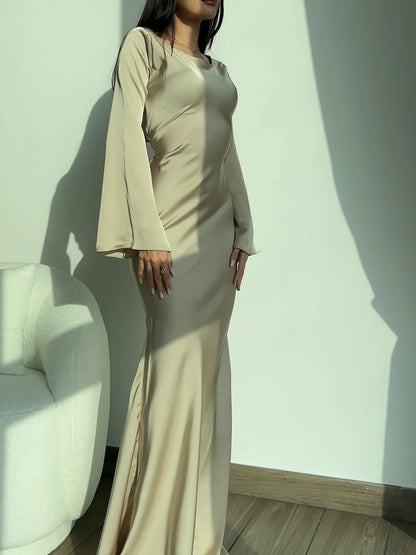 Wedding Guest Dress – Black Long Sleeve Maxi