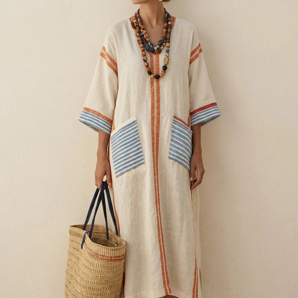 Linen-Blend Relaxed Maxi Dress
