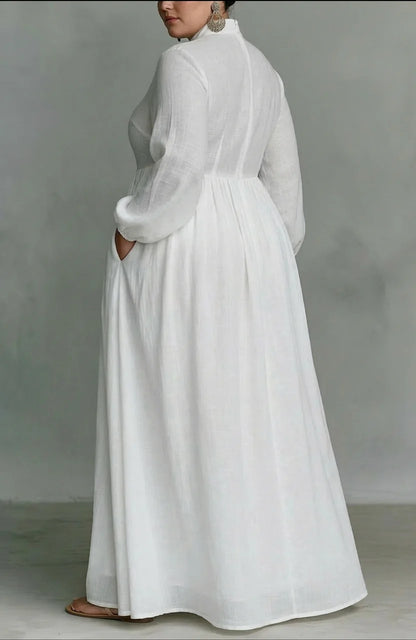 Long Sleeve Button-Front Maxi Dress