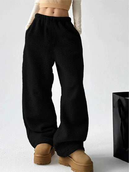 Soft and Cozy Relaxed Wide-Leg Fleece Pants
