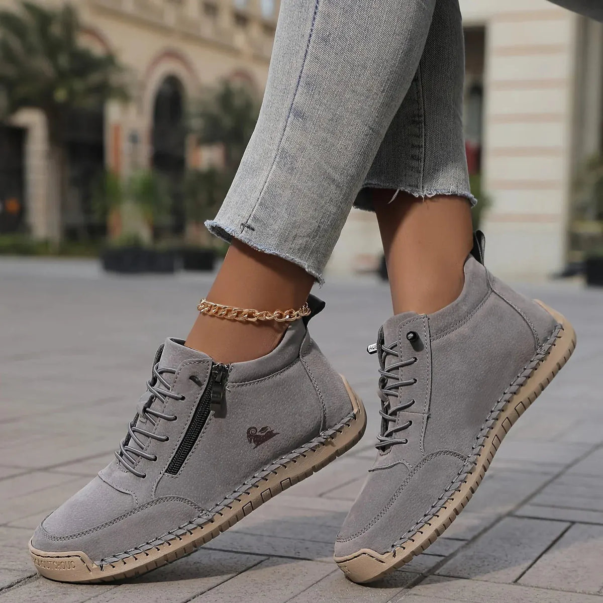 Ankle Boots Zip-Up Lace Comfort Women's