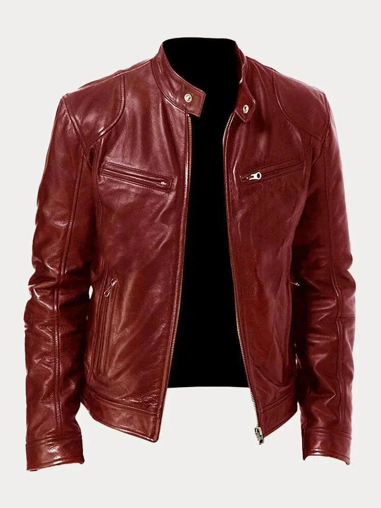 Men's Biker Jacket with Stand Collar