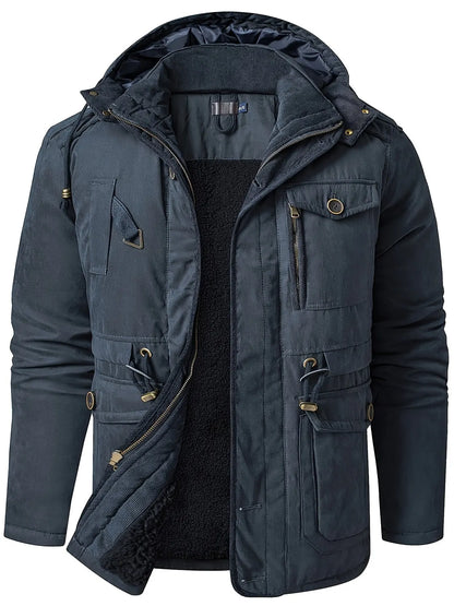Men's Hooded Jacket – Black Insulated Utility
