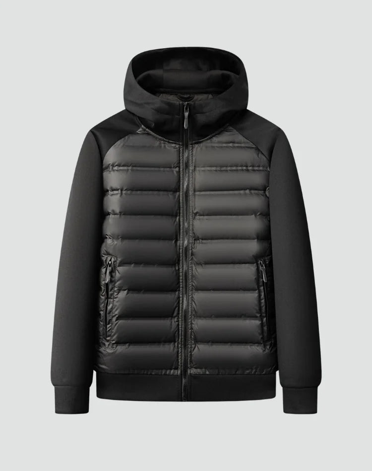 Men's Puffer Jacket – Black Hybrid Hooded