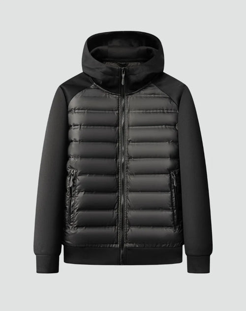 Men's Puffer Jacket – Black Hybrid Hooded