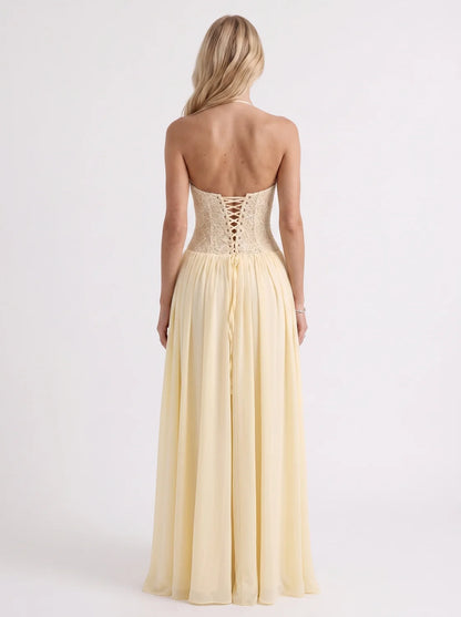 Isabella | Lace Maxi Dress with Corset Bodice