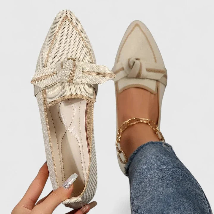 Maricela | Pointed Toe Knit Flats with Knot