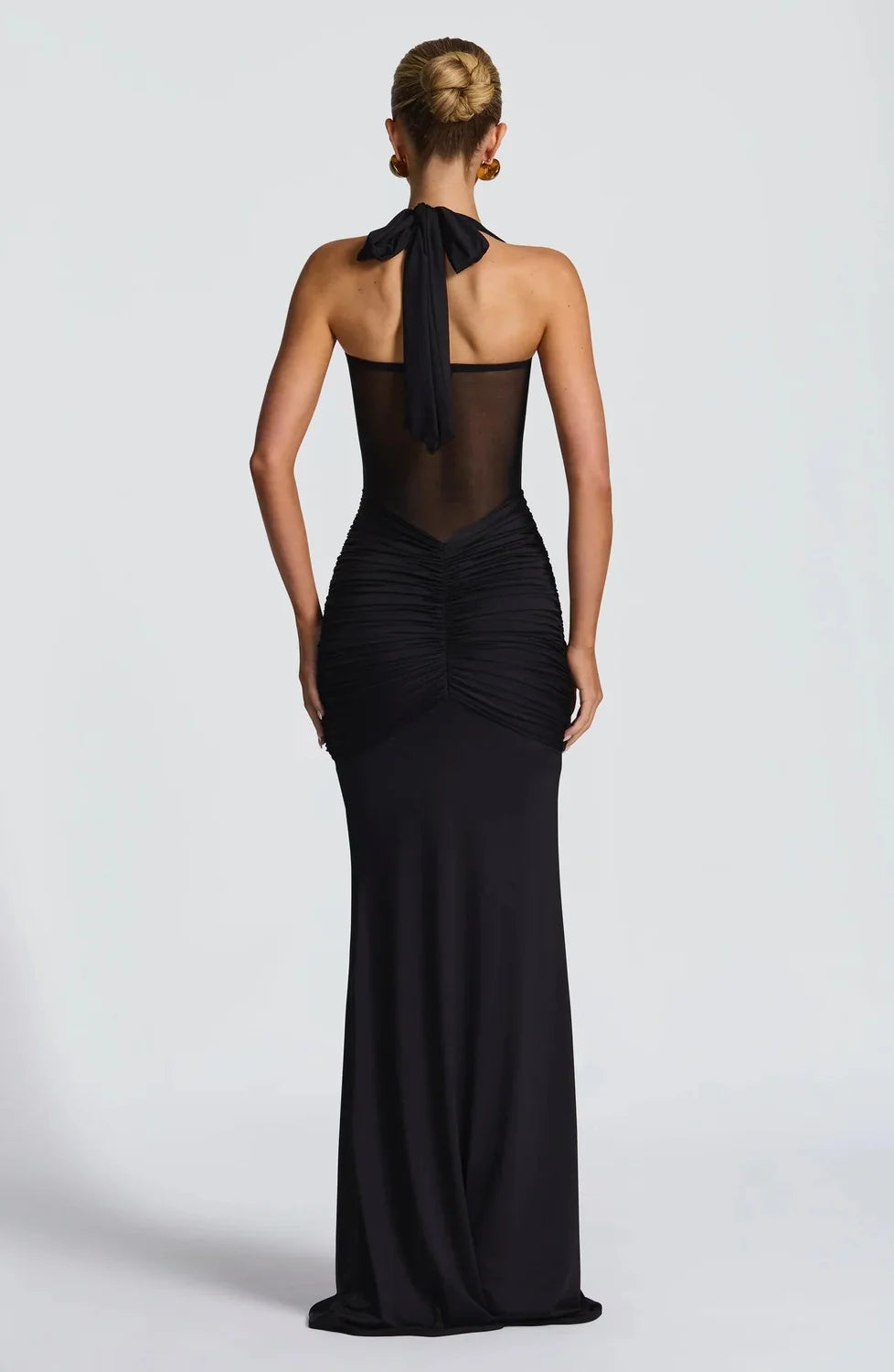 Wedding Guest Dress – Black Halter Maxi