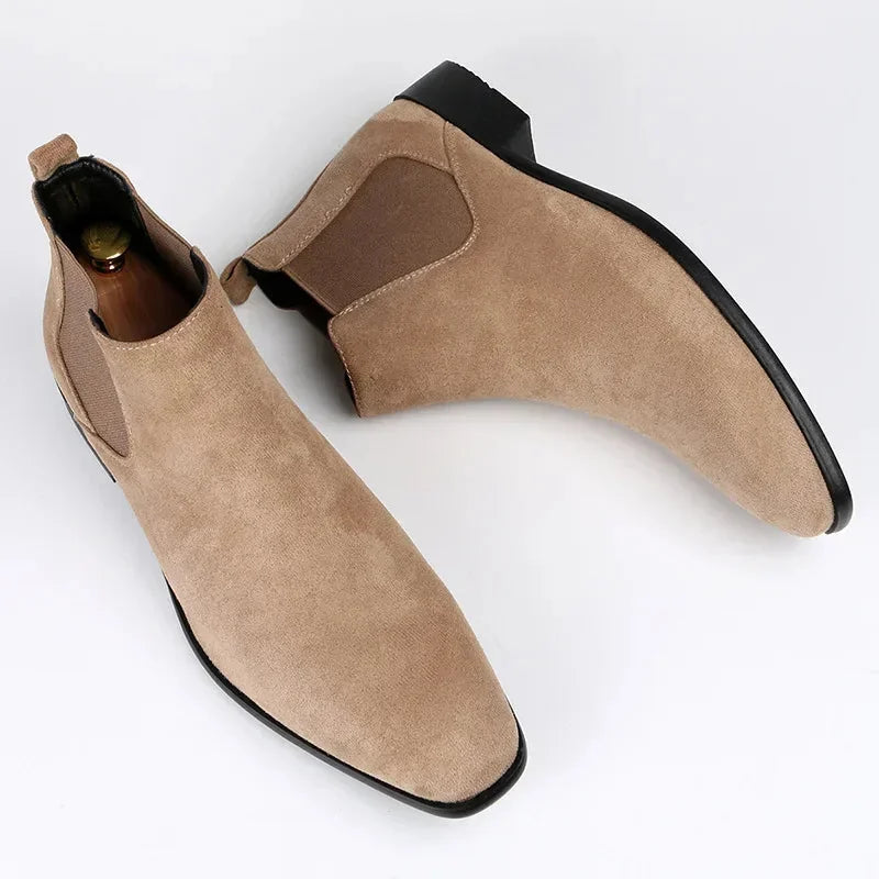 Men's Chelsea Boots – Black Suede-Look Pointed Toe