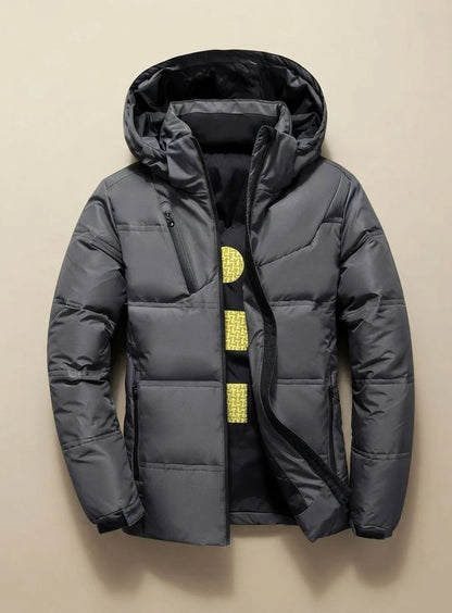 Men's Hooded Puffer Jacket – Black Detachable Hood
