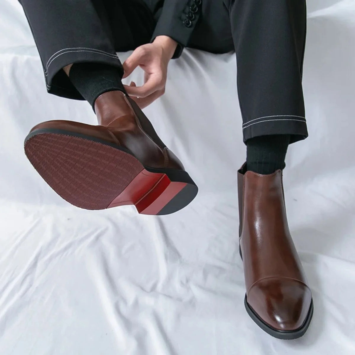 Men's Chelsea Boots – Black Polished Slip-On