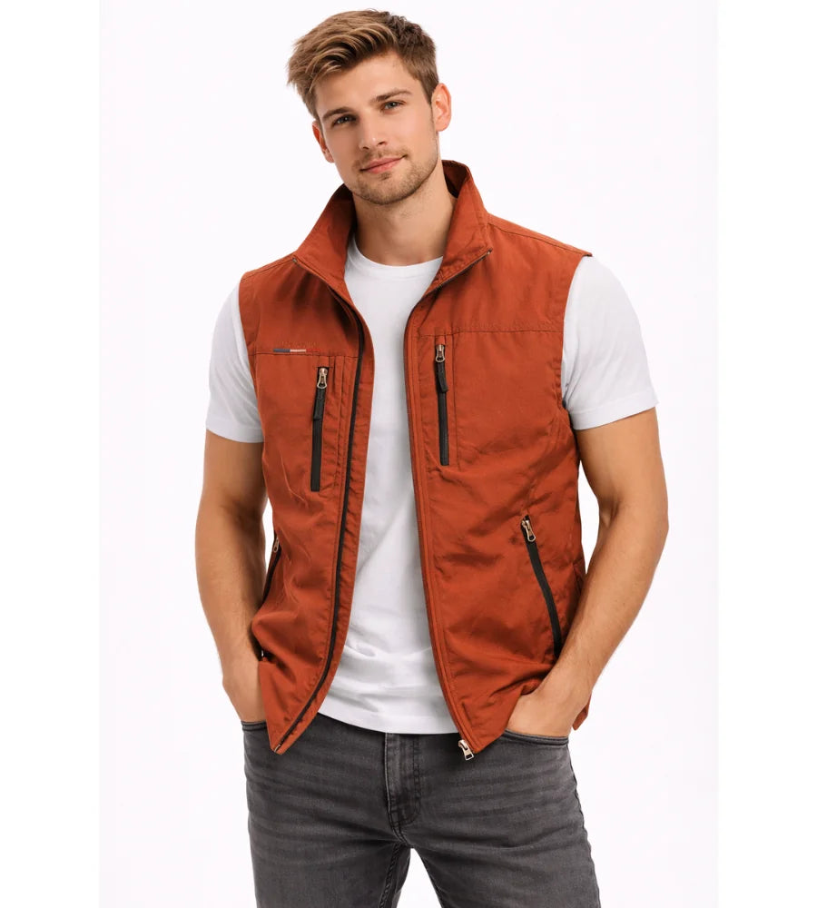 Men's Softshell Vest Stand Collar Full Zip