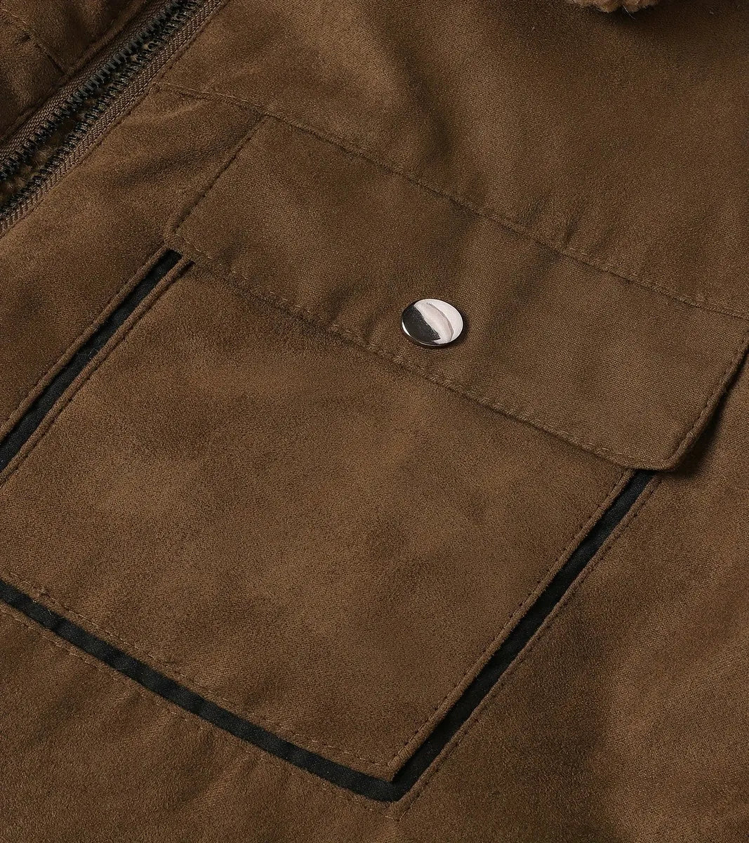 Men's Stand Collar Winter Bomber Jacket with Fleece Collar