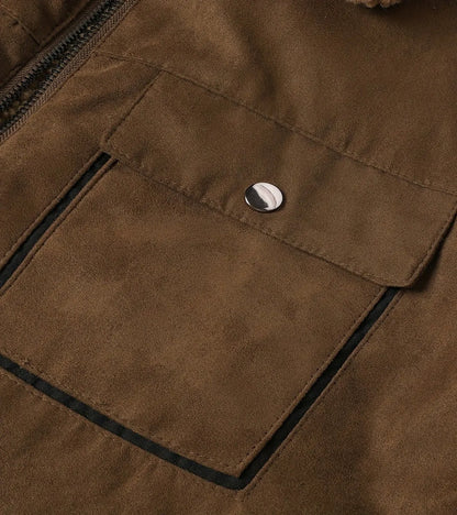Men's Stand Collar Winter Bomber Jacket with Fleece Collar