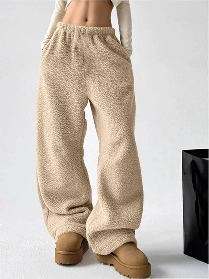 Soft and Cozy Relaxed Wide-Leg Fleece Pants