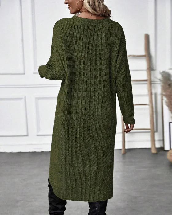 Sweater Dress – Grey Oversized Asymmetric Knit