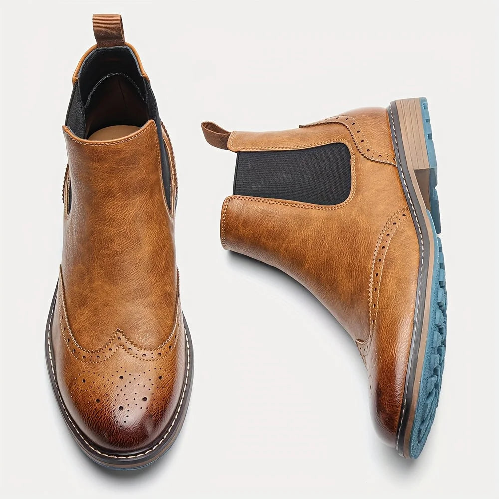 Men's Chelsea Boots – Black Brogue Wingtip