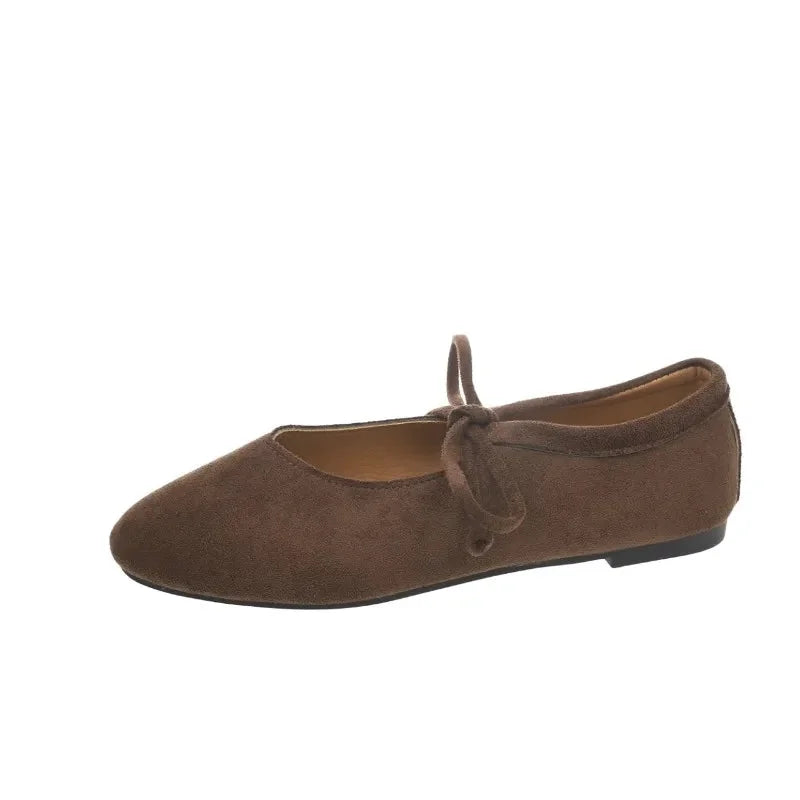 Suede Lace-Up Round Toe Loafers