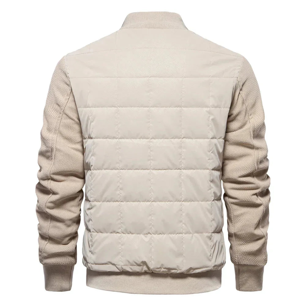 Men's Puffer Jacket – Black Quilted Stand Collar