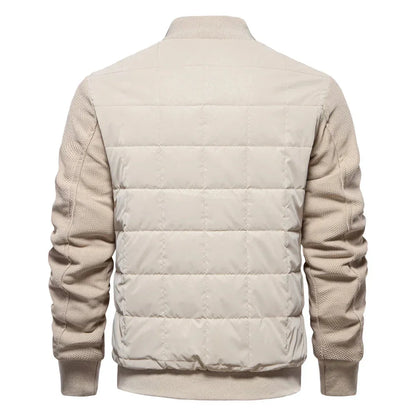 Men's Puffer Jacket – Black Quilted Stand Collar