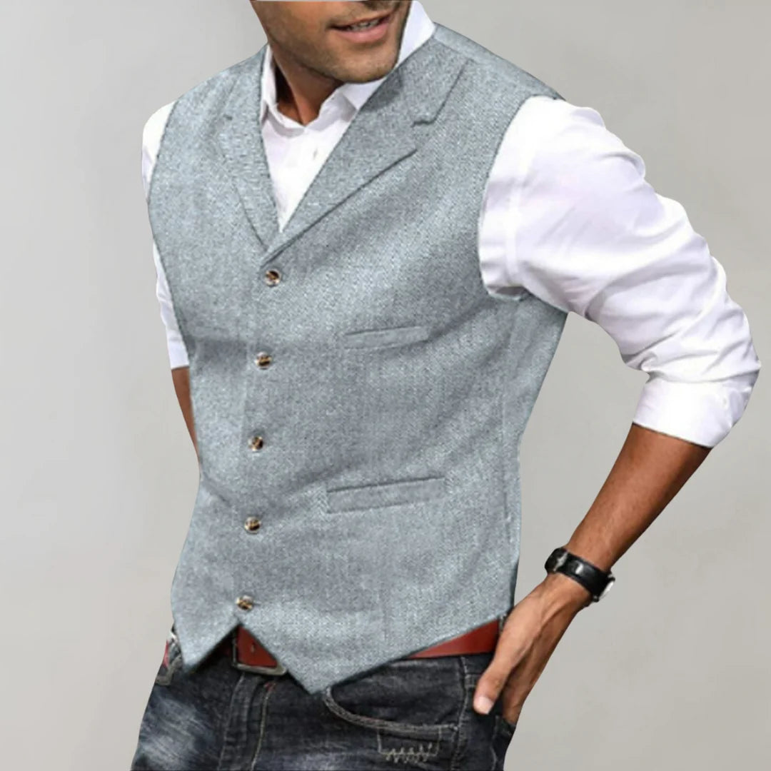 Men's Tweed Waistcoat Notch Lapel