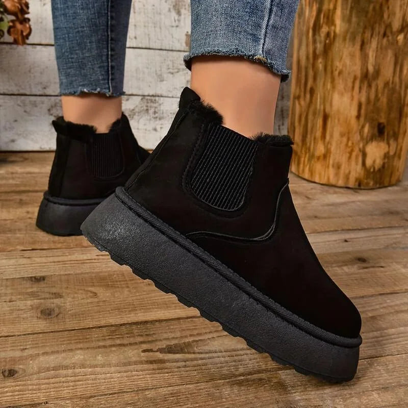 Chelsea Boots – Black Lined Platform Slip-On