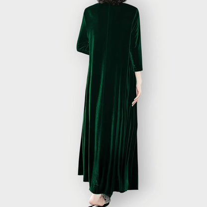 Velvet Dress – Burgundy Long Sleeve Maxi