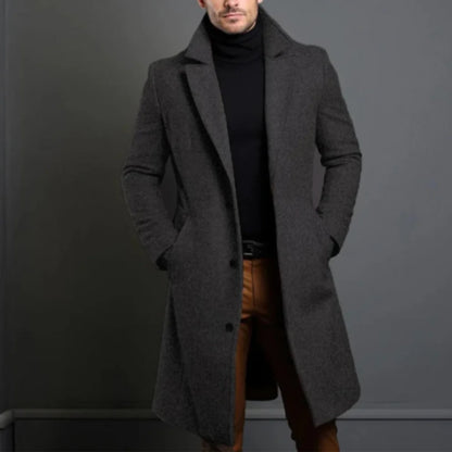 Men's Single Breasted Overcoat Cotton Blend