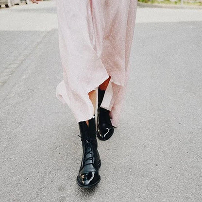 Lace-Up Cap Toe Combat Boots