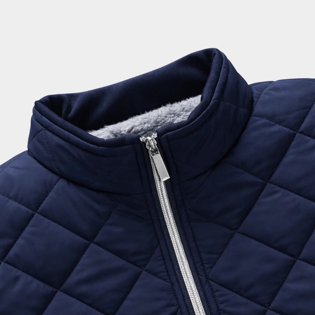 Men's Puffer Jacket – Navy Diamond Quilted