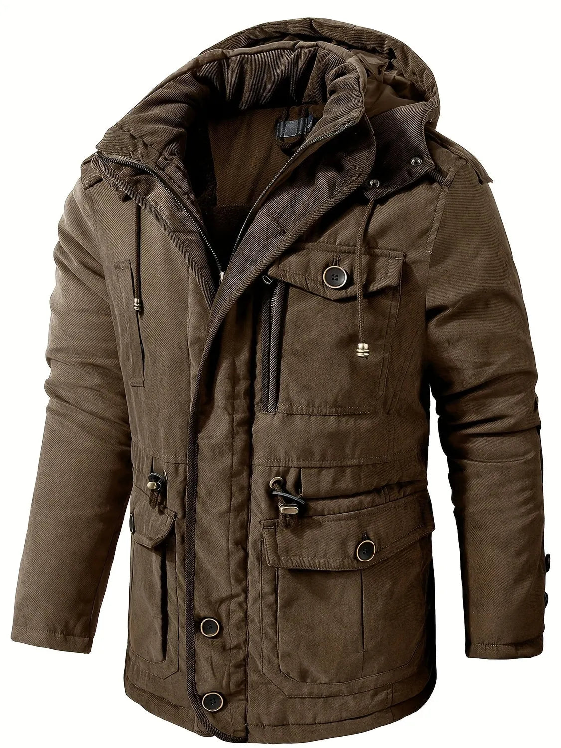 Men's Hooded Jacket – Black Insulated Utility