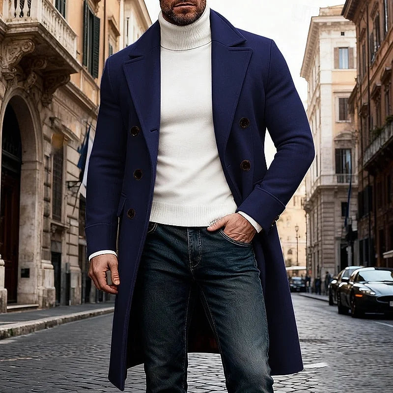 Men's Long Wool-Look Overcoat