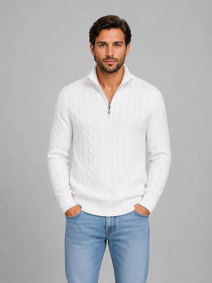 Men's Cable Knit Quarter-Zip Sweater
