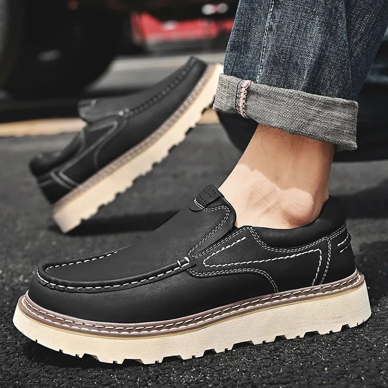 Men's Chunky Loafers – Brown Thick Sole Slip-On