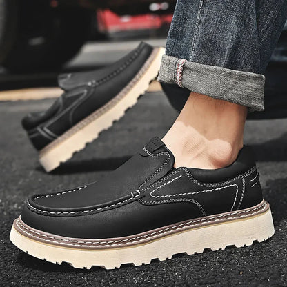 Men's Chunky Loafers – Brown Thick Sole Slip-On