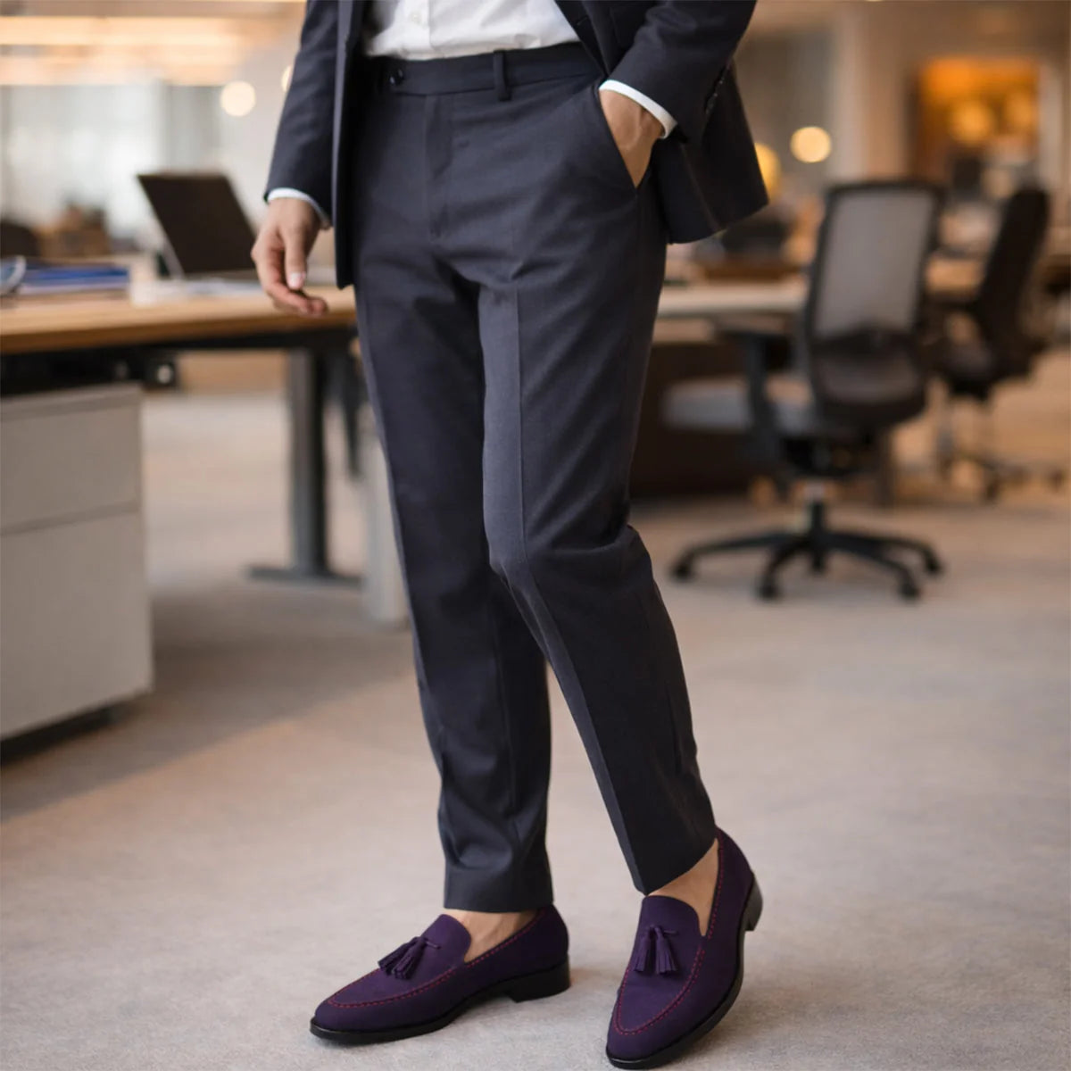 Men's Loafers Suede Tassel Slip-On