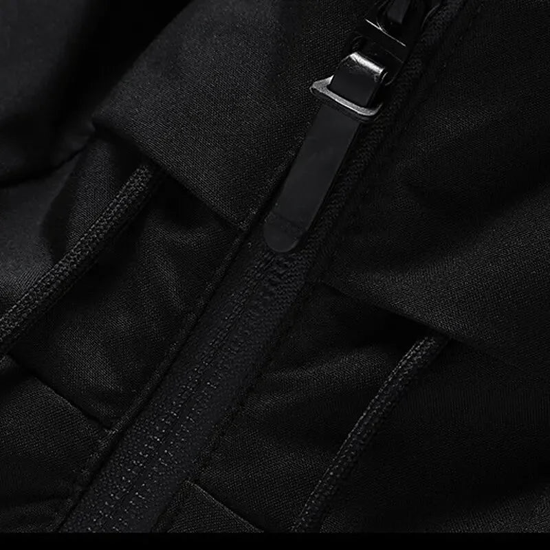 Men's Puffer Jacket – Black Hooded Side Pockets